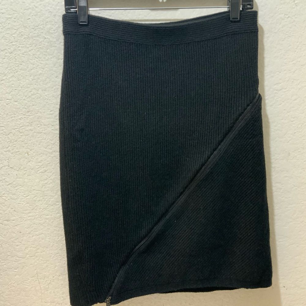 Etcetera ribbedโ Pencil knit Skirt zipper accent Black Career Work Womens S